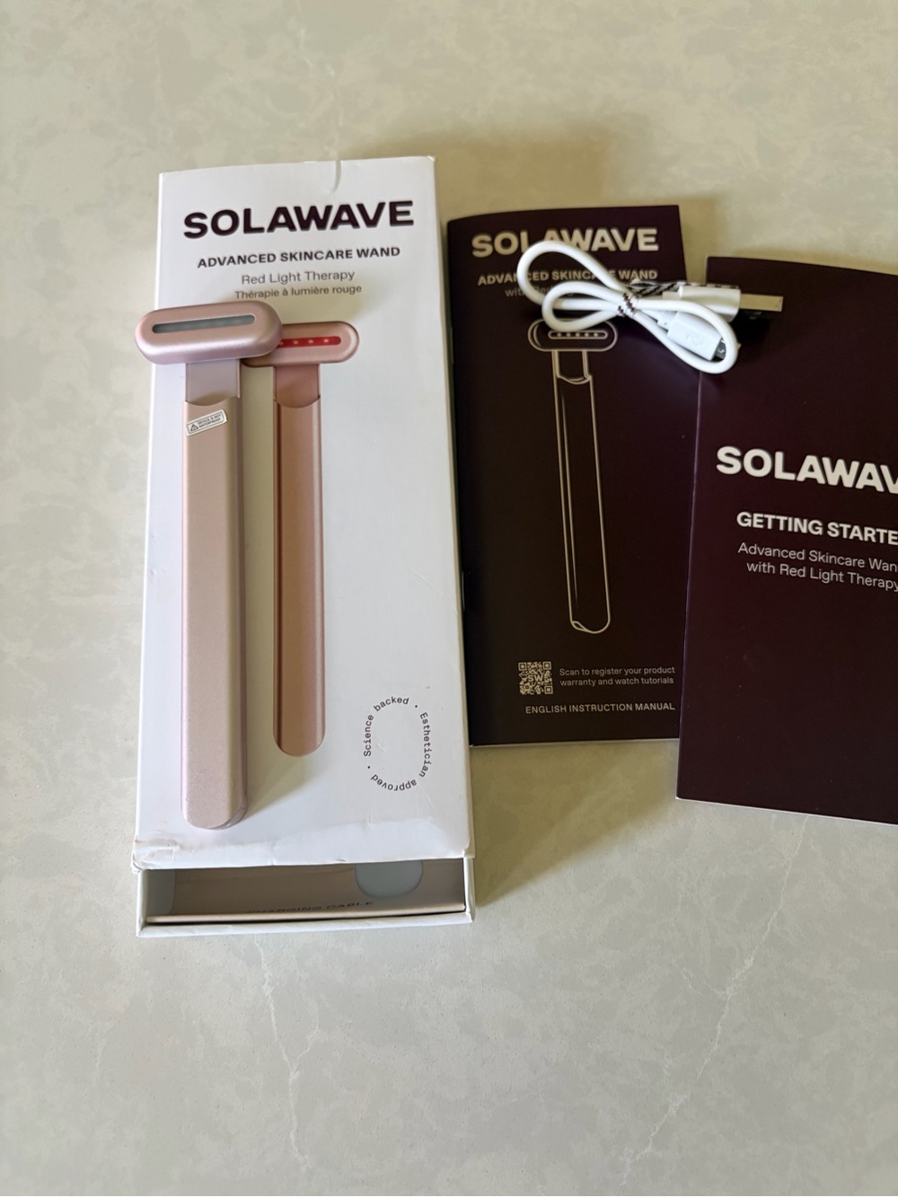 Solawave Advanced Skincare Wand - Pink USB Rechargeable Red Light Therapy